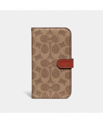 ＜COACH＞スマートフォン　フォリオ　シグネチャー　キャンバス